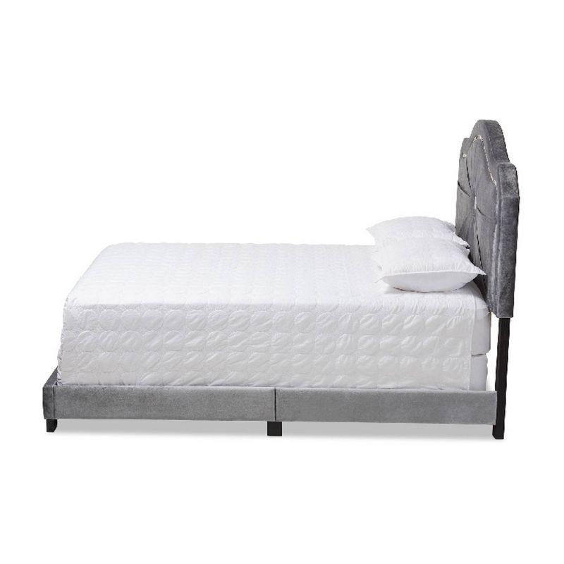 Luxurious King-Sized Velvet Upholstered Bed with Nailhead Trim