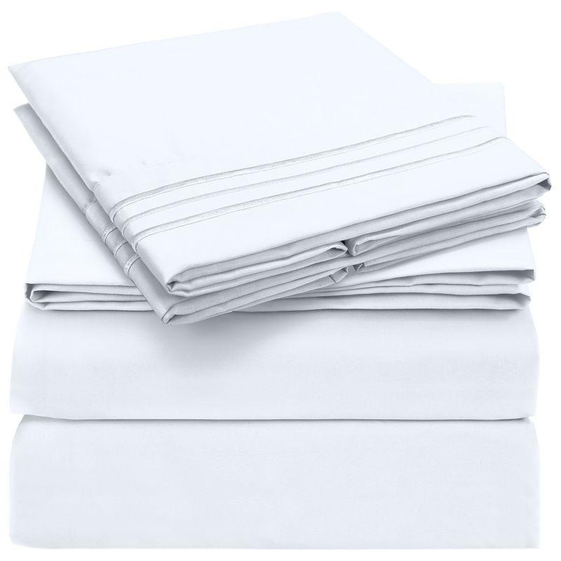 King White Microfiber 4-Piece Sheet Set