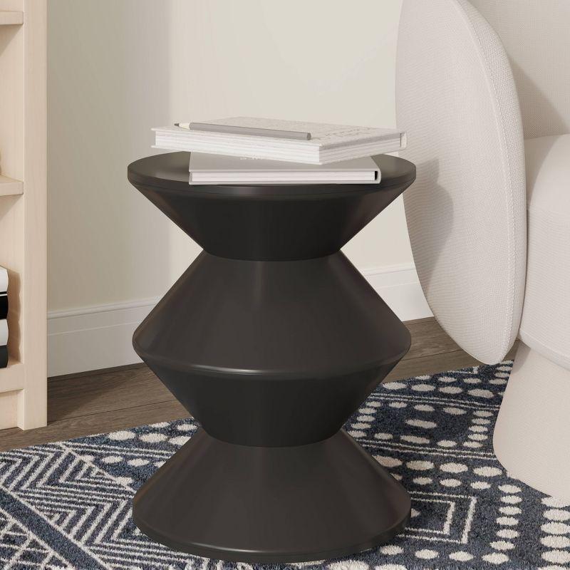 Leisuremod Aura Modern Plastic Side End Table, Indoor and Outdoor Use in Black