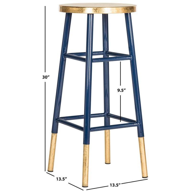 Emery Dipped Gold Leaf Bar Stool - FOX3230 - Navy/Gold - Safavieh Couture