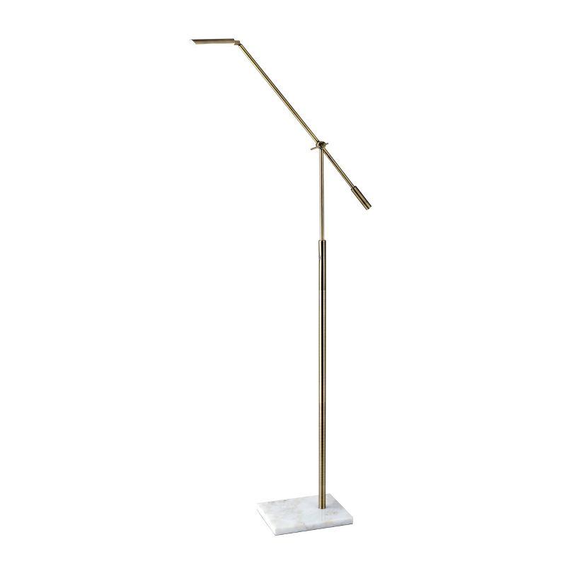 Adjustable Antique Brass and Marble LED Floor Lamp