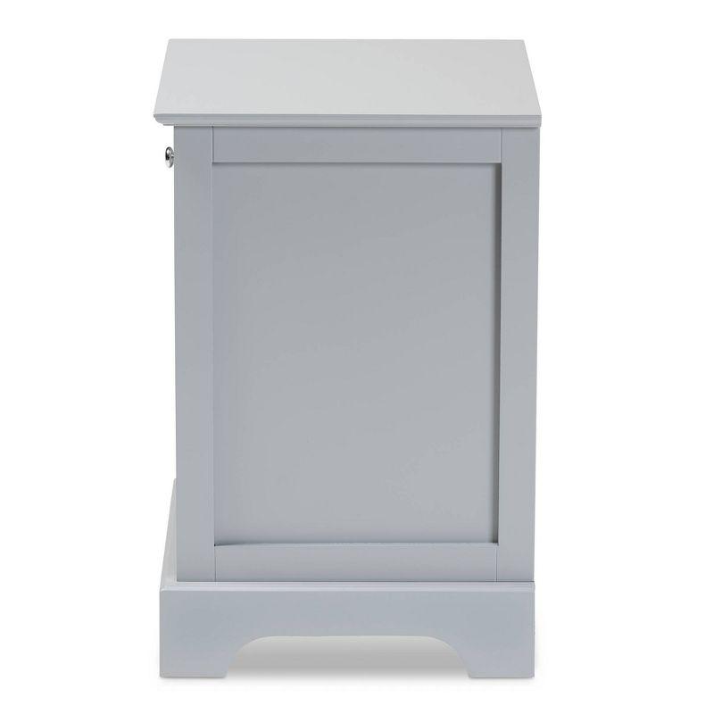 Chase Light Gray Wood Nightstand with Sleek Silver Knob