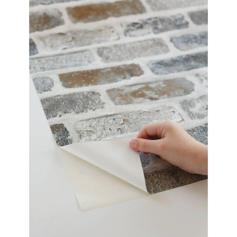 NextWall Faux Washed Brick Peel and Stick Wallpaper: Industrial Vinyl, Self-Adhesive, Repositionable, 30.75 Sq Ft Coverage