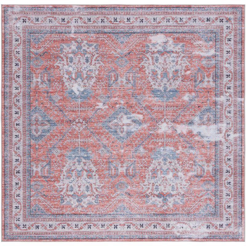 Tucson TSN188 Power Loomed Machine Washable Area Rug - Rust/Beige - 6'x6' - Safavieh.