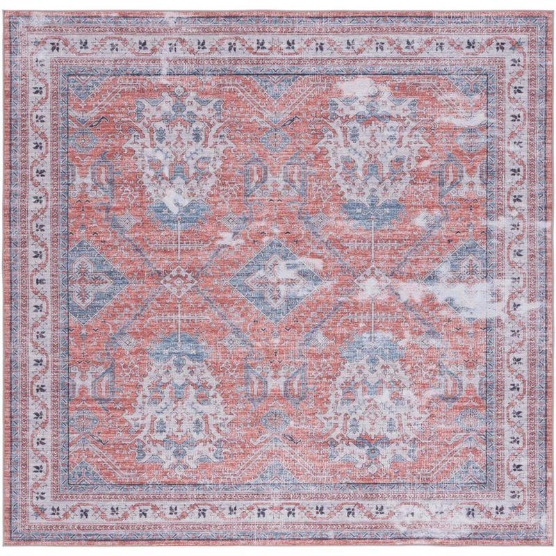 Tucson Rust and Beige Square Washable Area Rug