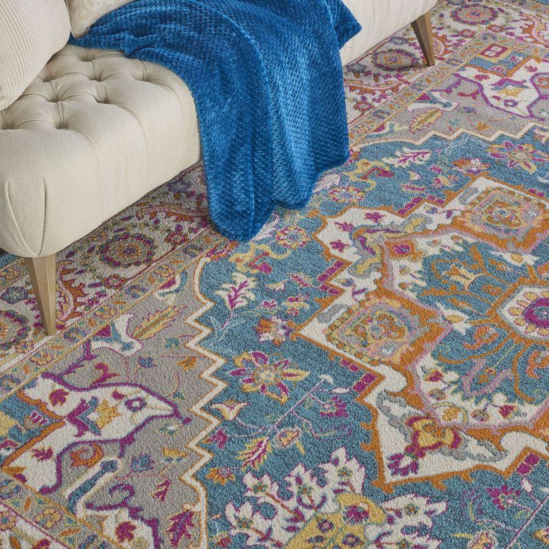 Nourison Passion Colorful Center Medallion Indoor Area Rug Teal Multicolor 6'7" x 9'6"