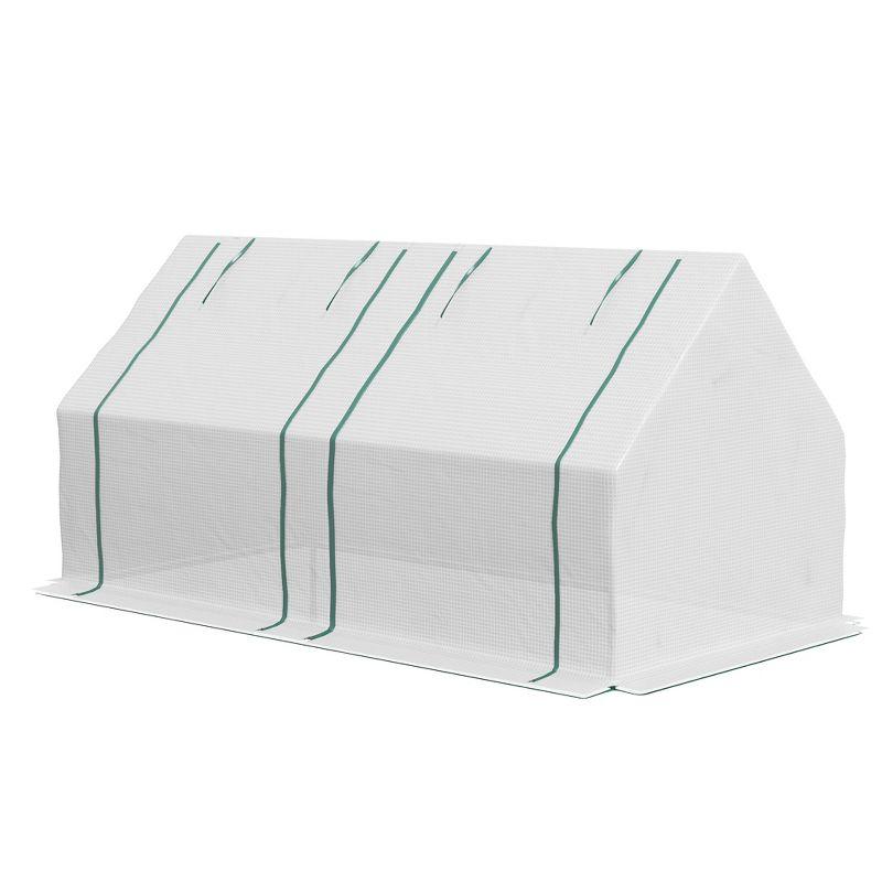 Outsunny 6' x 3' x 3' Portable Greenhouse, Garden Hot House with Two PE/PVC Covers, Steel Frame and 2 Roll Up Windows, Clear