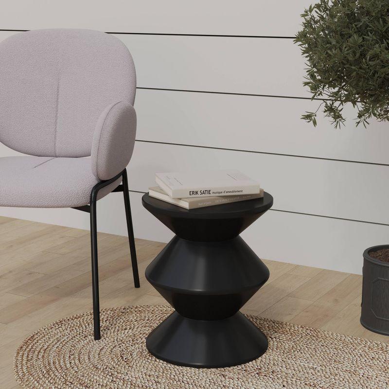 Leisuremod Aura Modern Plastic Side End Table, Indoor and Outdoor Use in Black