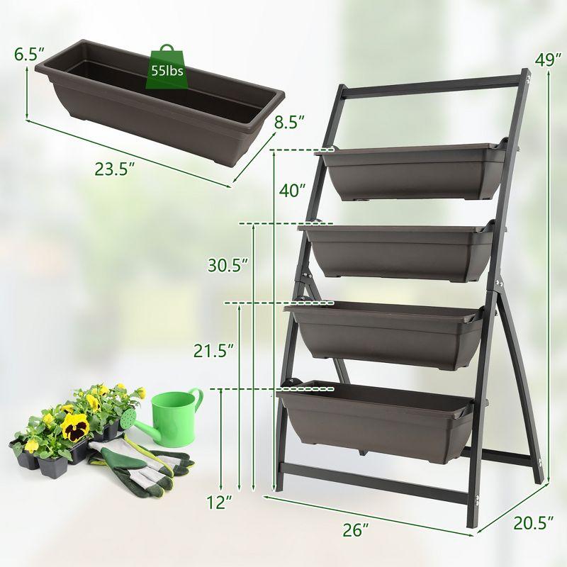 Costway 4 FT 4-Tier Vertical Raised Garden Bed Elevated Planter Box w/4 Container Boxes