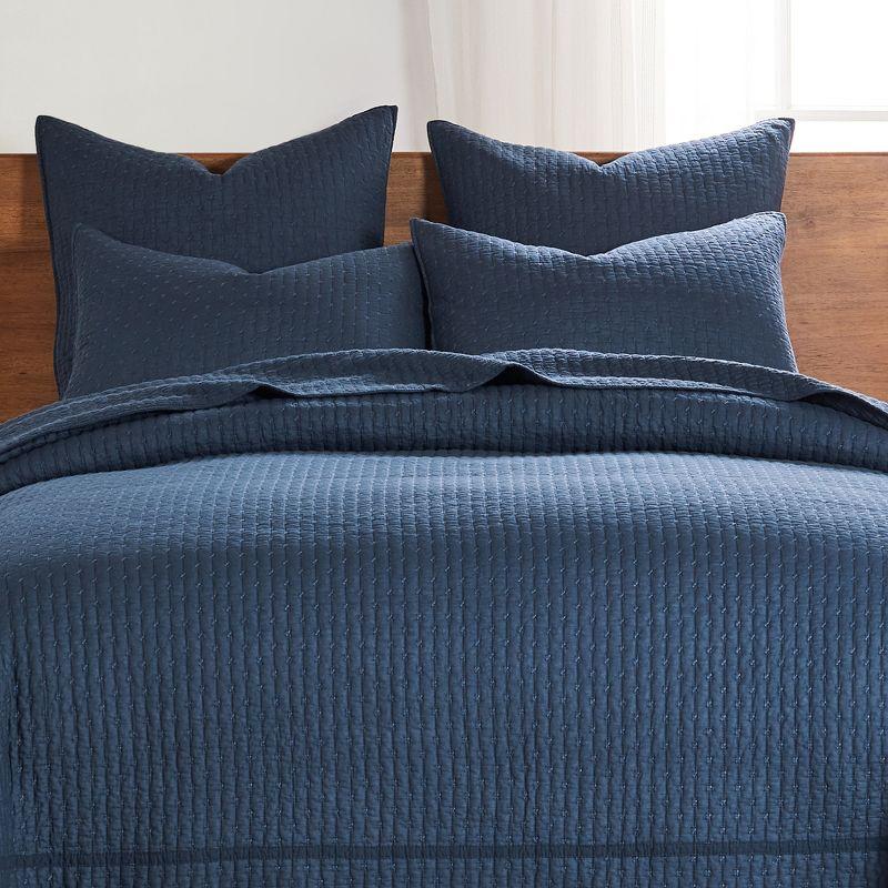 Cross Stitch Navy Euro Sham Set of 2