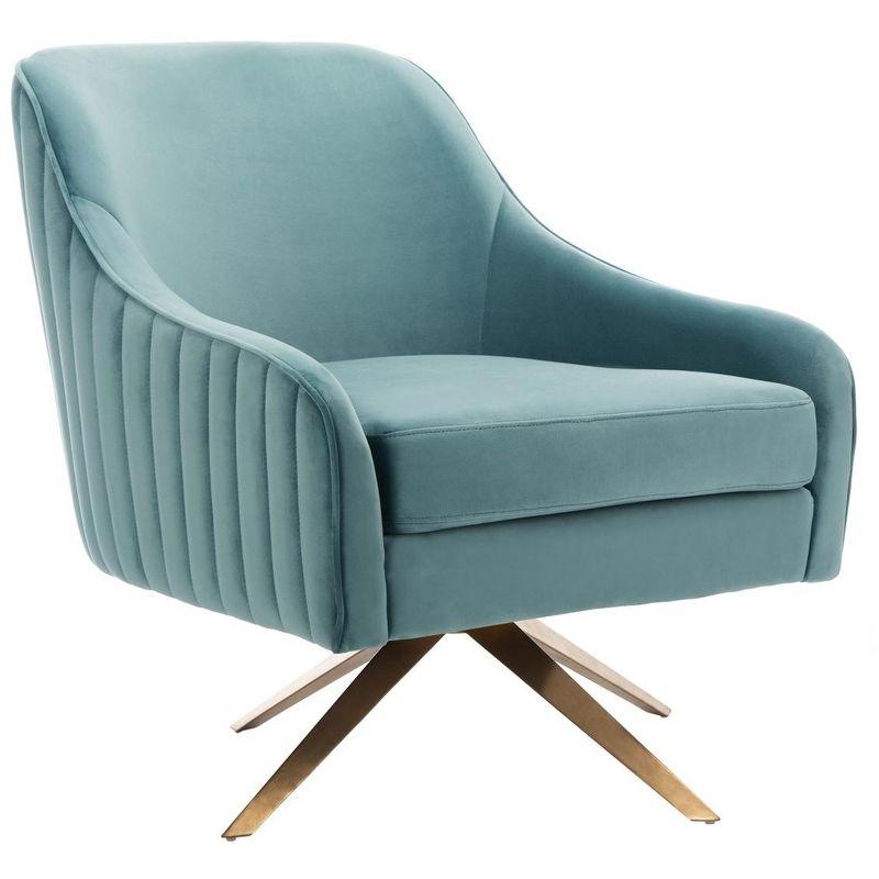 Seafoam Velvet Swivel Arm Chair with Metal Base