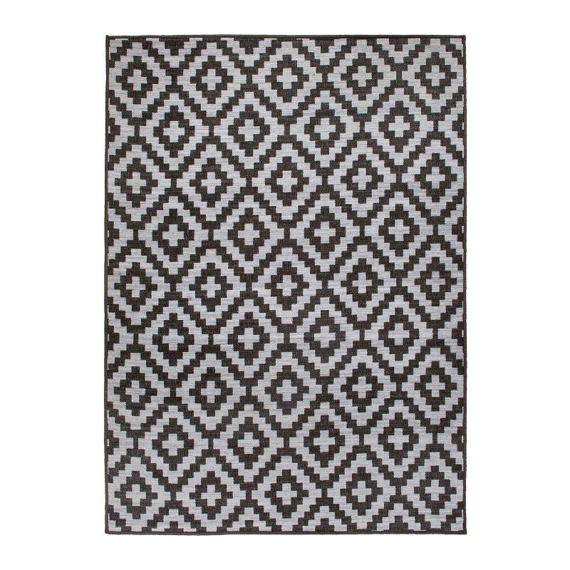 World Rug Gallery Contemporary Geometric Trellis Indoor/Outdoor Area Rug - GRAY 5' X 7'