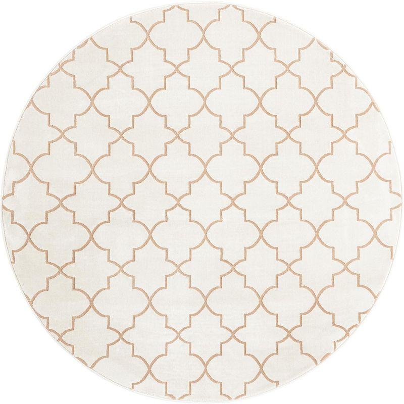 Jill Zarin Uptown Collection Area Rug - Lincoln Center (5' 3" Round White/Beige)