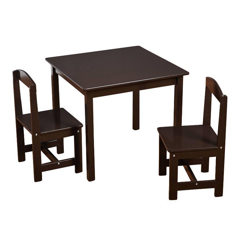 Espresso Wooden 3-Piece Kids Table and Chair Set