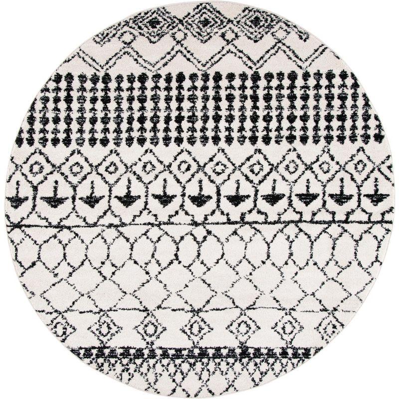 Tulum TUL229 Power Loomed Area Rug - Ivory/Black - 3' round - Safavieh.