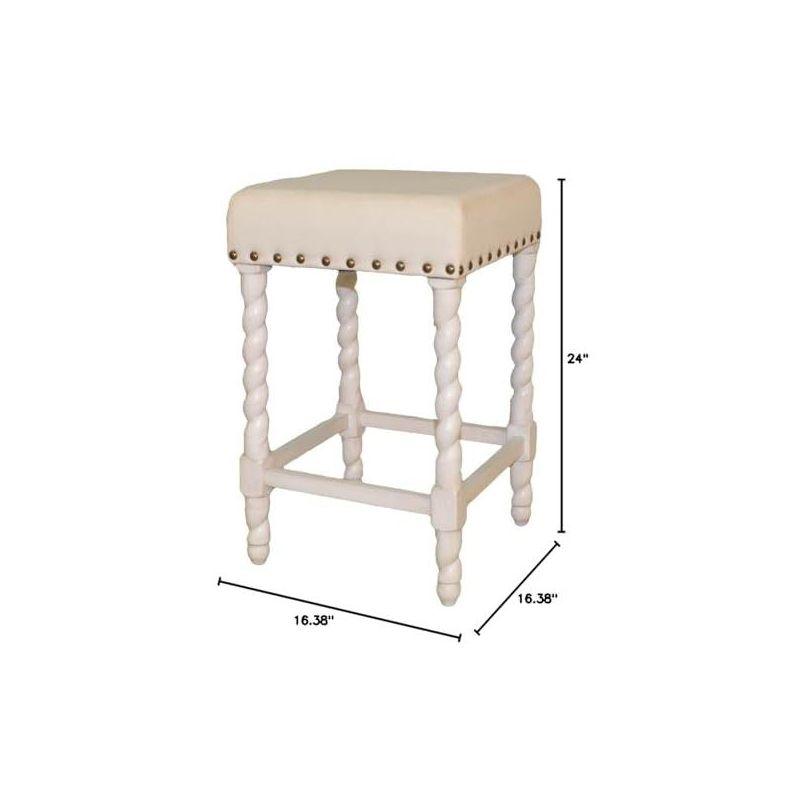 Carolina Living Remick 24" Counter Stool - Vintage White - Linen Upholstery