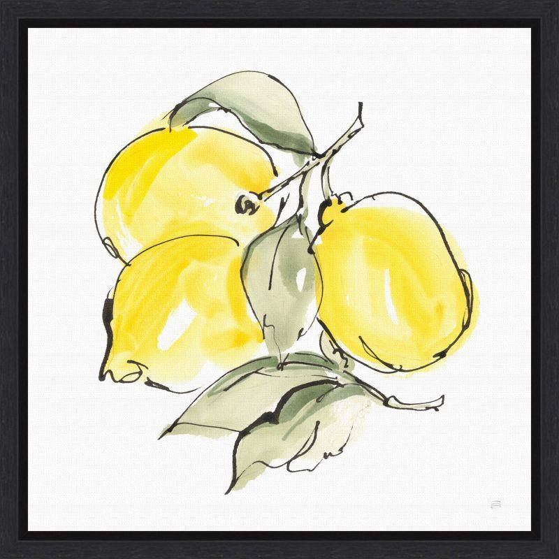 Lemons III Light Yellow and Green Canvas Wall Art Print