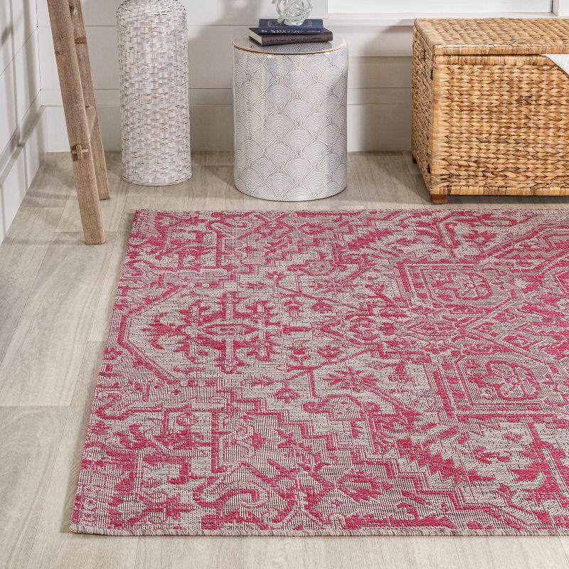 Estrella Bohemian Inspired Medallion Textured Weave Indoor/Outdoor Area Rug - JONATHAN Y