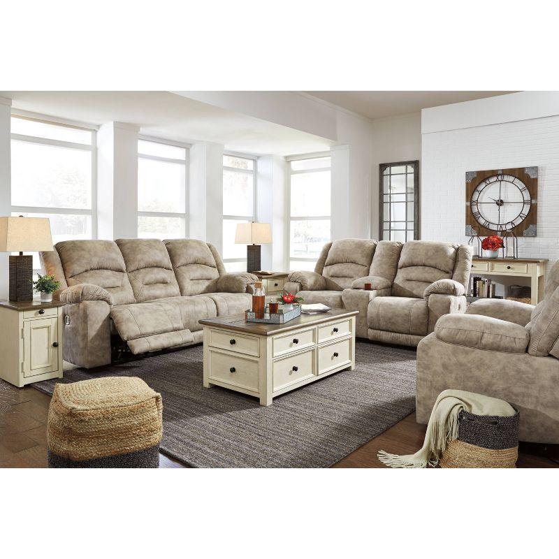 Signature Design by Ashley Bolanburg Chair Side End Table Brown/White: Vintage Style, USB Ports, Storage Cabinet