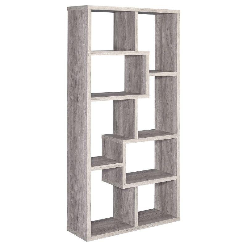 70.75" Theo 8 Shelf Bookcase Gray Driftwood - Coaster
