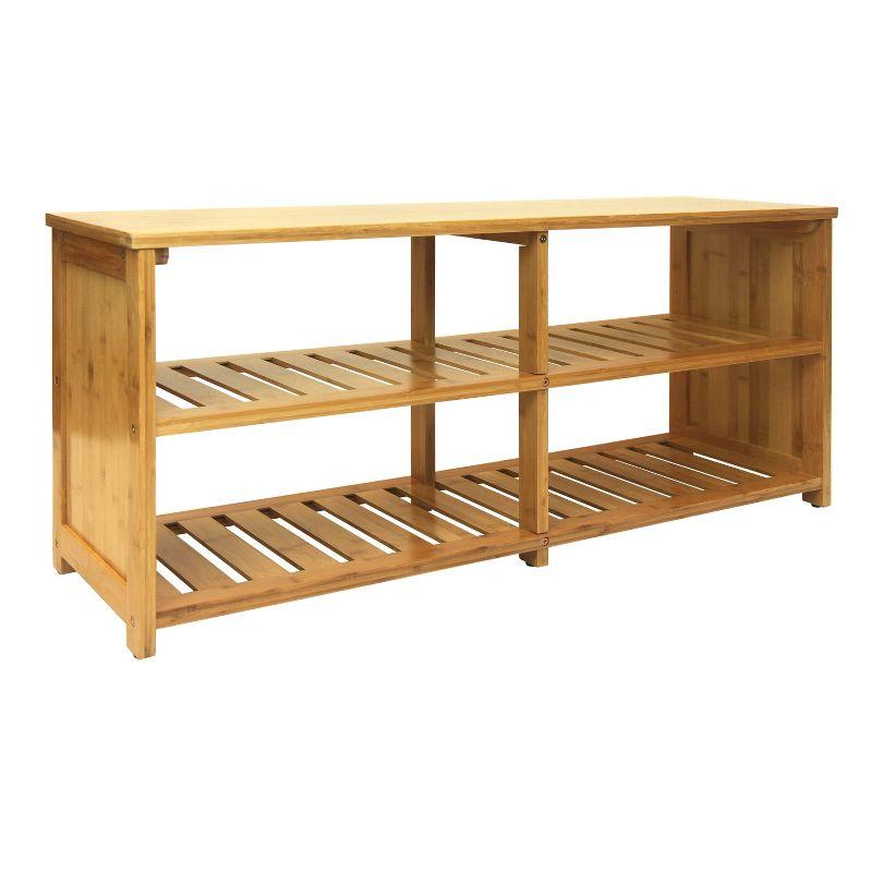 Eco-Friendly Bamboo Multi-Purpose Storage Bench with Shoe Organizer