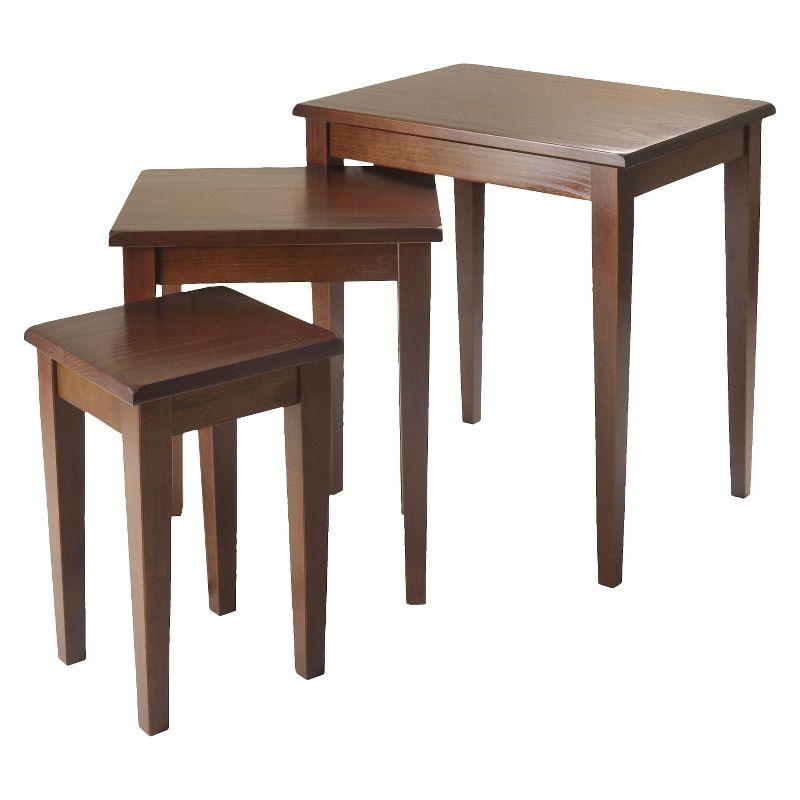 3pc Regalia Nesting Table Walnut - Winsome: Beechwood, Tapered Legs, Stackable