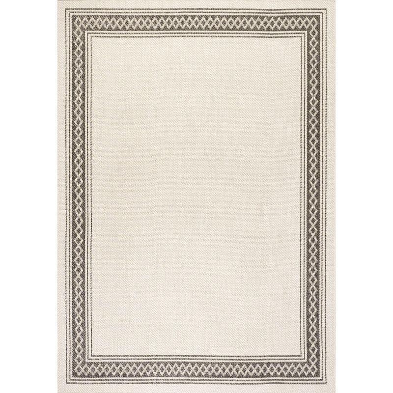 5' x 8' Lucia Classic Diamond Border Indoor/Outdoor Area Rug, Cream/Black - JONATHAN Y