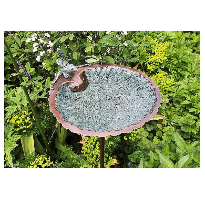 11" Scallop Shell Birdbath and Feeder with Stake Antique Brass Plated - ACHLA Designs: Weather-Resistant Garden Decor, No Assembly Required