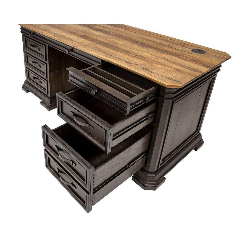 Sonoma Double Pedestal Desk Brown - Martin Furniture: Antique Bronze Hardware, Wood Veneer, No Assembly Required