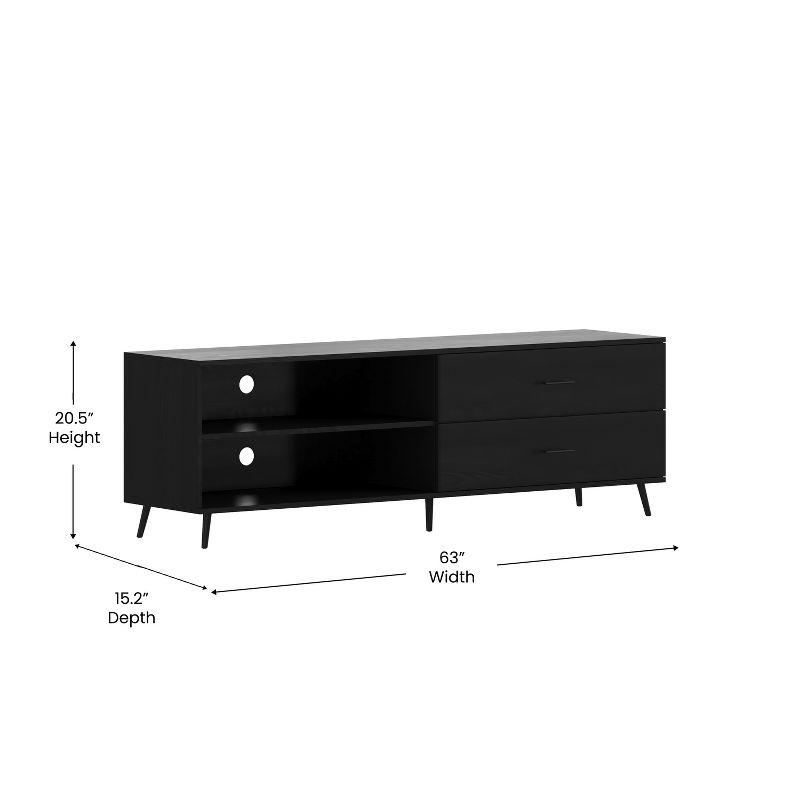 Flash Furniture Nelson 65" Mid Century Modern TV Stand for up to 60" TV's with Adjustable Shelf and Storage Drawers