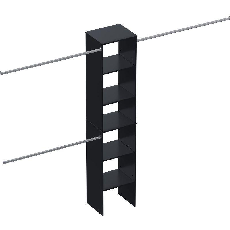 LOVMOR Wood Closet Organizer Starter Kit Tower with 3 Hang Rods