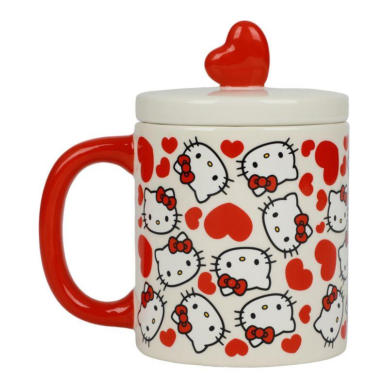 Hello Kitty Valentine's Day Red and White Ceramic Mug with Heart Lid