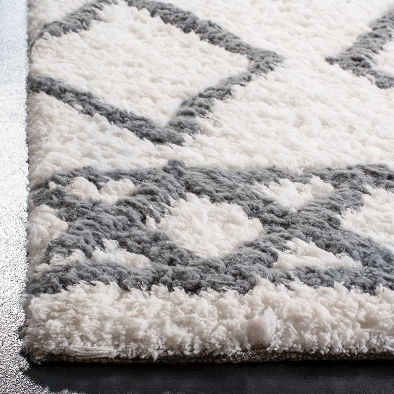 Equinox Shag EQS711 Hand Tufted Indoor Area Rug - Cream/Grey - 5'x8' - Safavieh