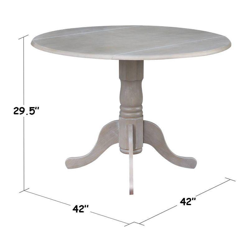 42" Washed Gray Taupe Round Wood Extendable Dining Table