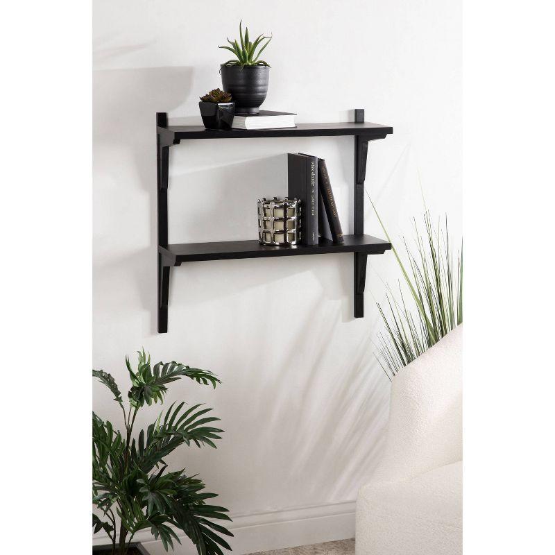 Kate & Laurel All Things Decor 24" x 8" x 24" Meridien Wood Wall Shelf Black: Poplar, 2-Tier Storage, Modern Design