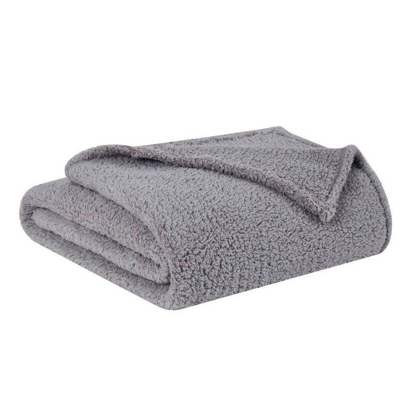 My World Cloud Faux Shearling Throw Blanket in Gray