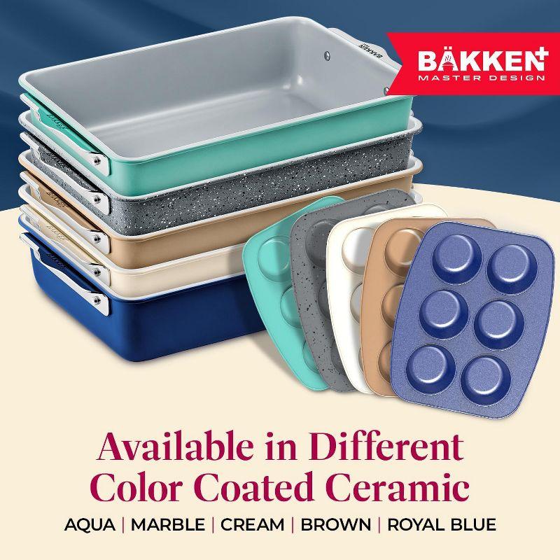 Bakken Swiss 8-Piece Stackable Bakeware Set - Ceramic Non-Stick Coating - MARBLE