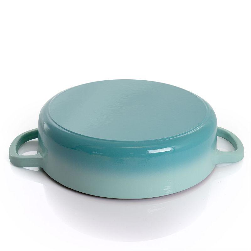 Aqua Blue 5 Quart Enameled Cast Iron Braiser with Lid