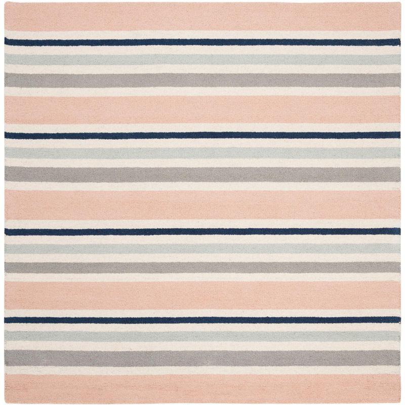 Safavieh Kids Multi Stripe SFK916 Hand Tufted Indoor Area Rug - Ivory/Multi - 5'x5' - Safavieh