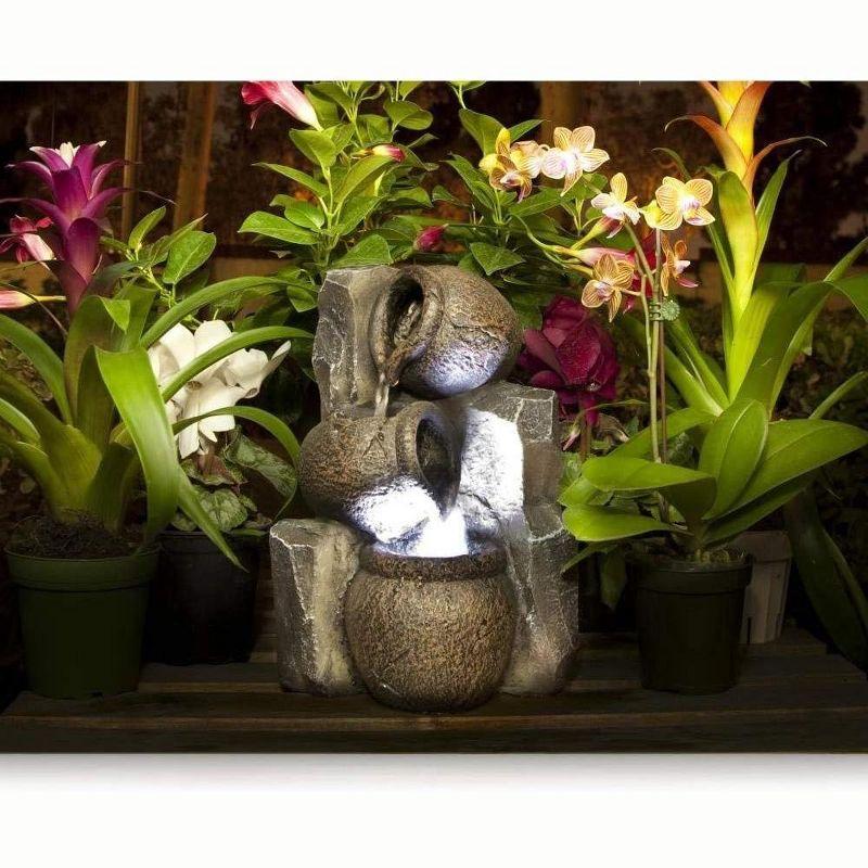 SereneLife Decorative Tabletop LED Water Fountain - SLTWF25LED, Relaxing Indoor/Outdoor Waterfall