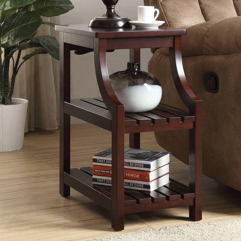 Wasaki 13" Wide Espresso 2-Shelf Wood Side Table with USB