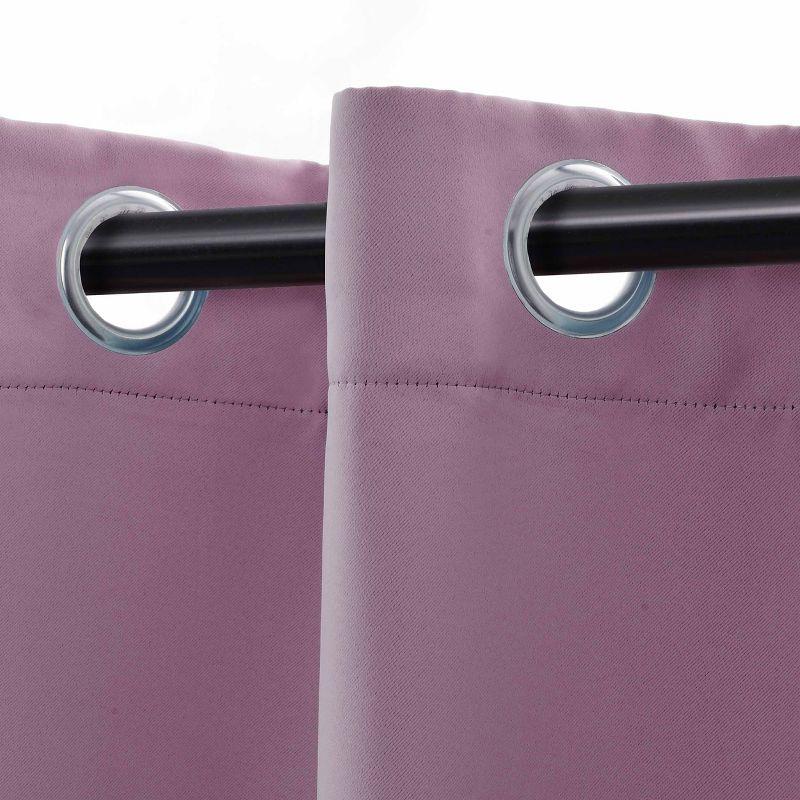 Classic Modern Solid Room Darkening Semi-Blackout Curtains, Grommets, Set of 2, 42"x63", Wisteria - Blue Nile Mills