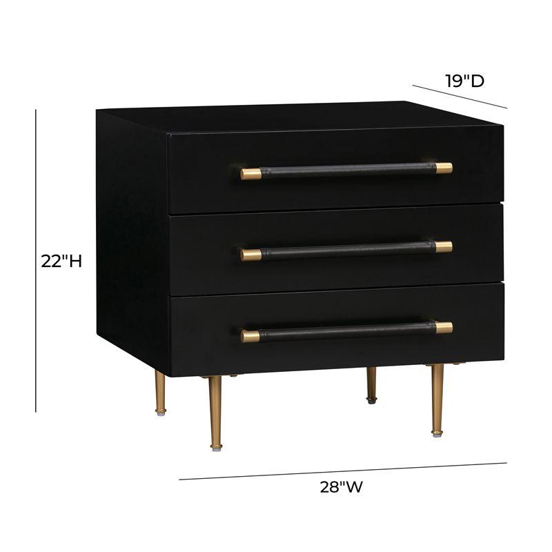 Trident Black Acacia Wood Nightstand