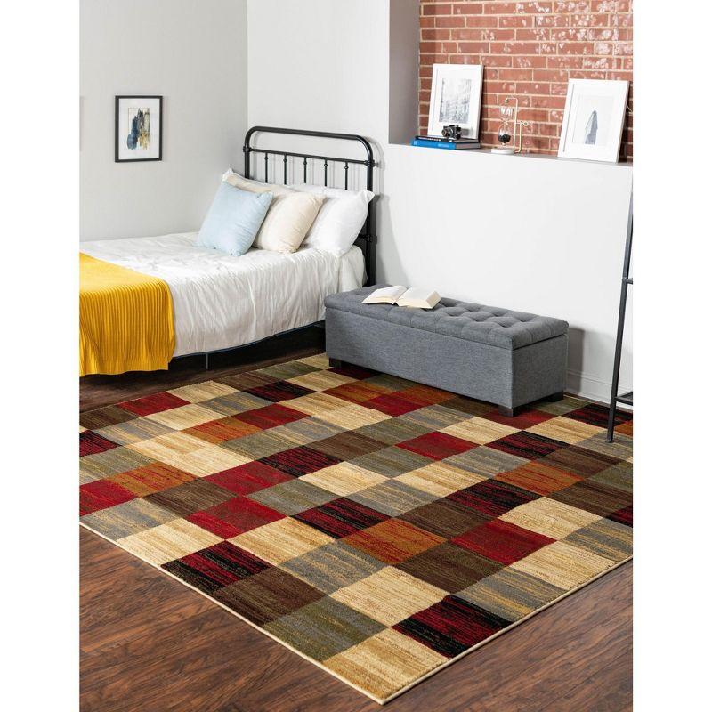 Unique Loom Barista Collection Area Rug - Gava (7' 1" Square Multi/Brown)