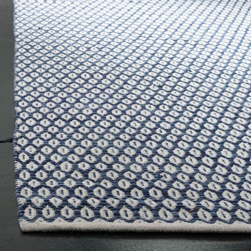 Navy and Ivory Handwoven Cotton 6' x 9' Area Rug