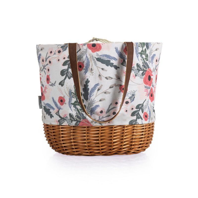 Floral Canvas and Willow Picnic Basket Tote