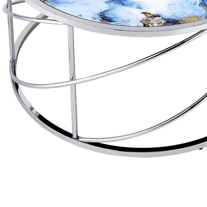 Acme Furniture Lyda Coffee Table Blue Marble Print/Chrome Finish