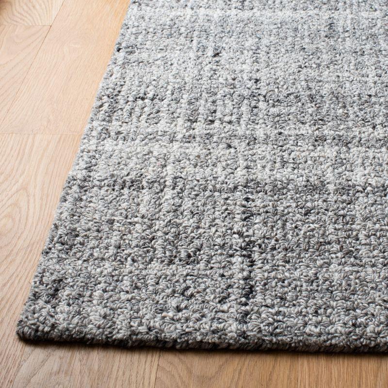 Handmade Grey and Black Abstract Wool Square Rug