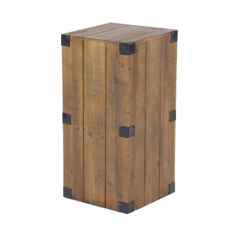 Set of 5 Farmhouse Wood Pedestal Tables Brown - Olivia & May: Indoor Accent Furniture, No Assembly Required