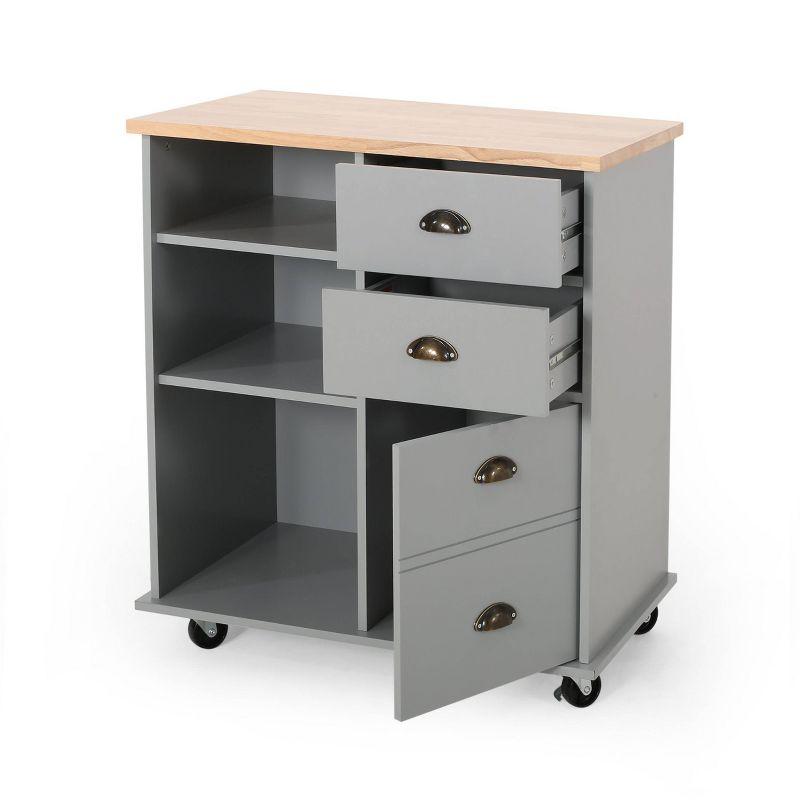 Provence Contemporary Kitchen Cart: Mobile Island, Storage, Rubberwood Surface - Christopher Knight Home